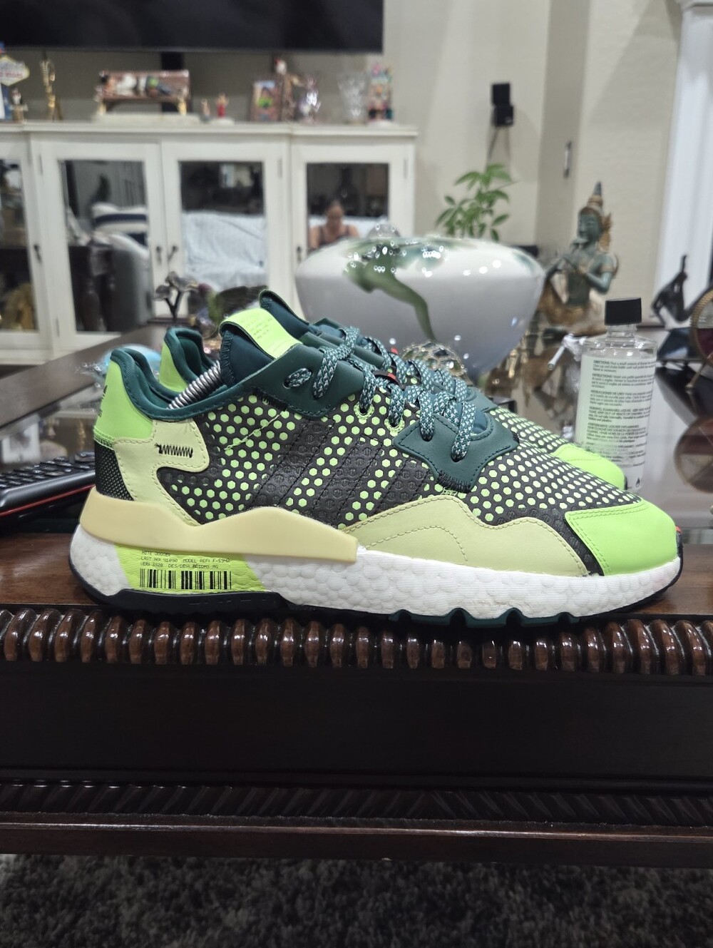 adidas Men's Neon Green and Dark Green Athletic Sneakers